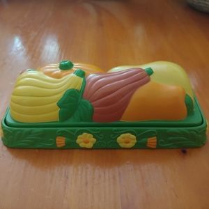 Vintage Fall Harvest Covered Butter Dish